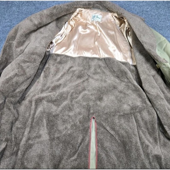 Vintage LL Bean Coat Men 46 Script Tag Wool Collar Lined Button Trench 70s 80s - Picture 7 of 16